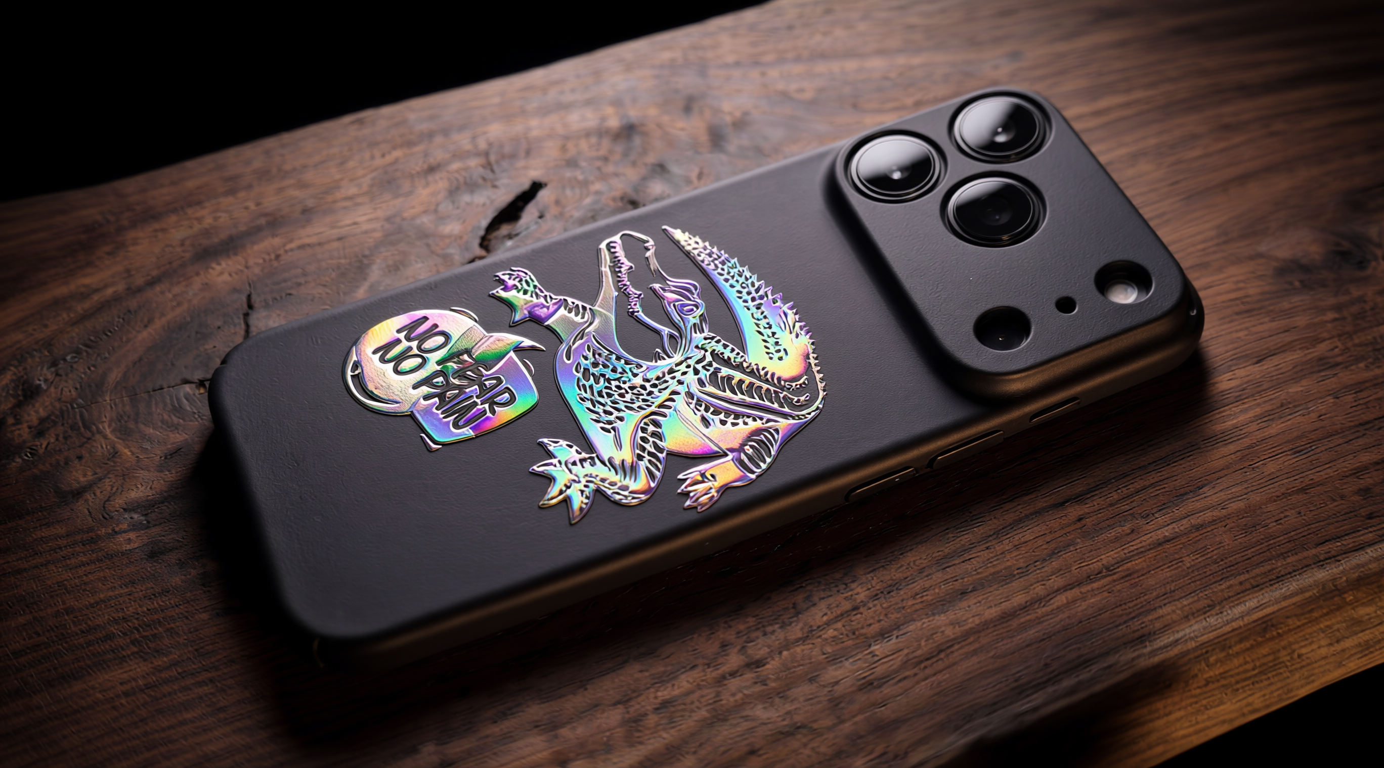 3D Wild Beasts - Crocodile with No Fear Phone Case - Raised Art Design ( A04 )
