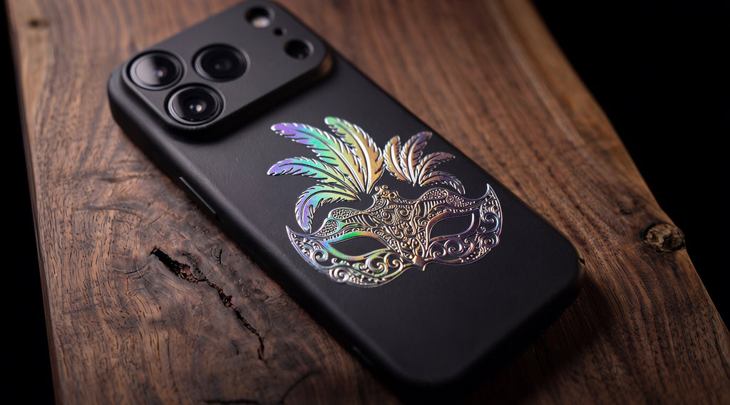 3D Carnival of Venice - Regal Noir Mask - Phone Case - Raised Art Design ( CV05 )