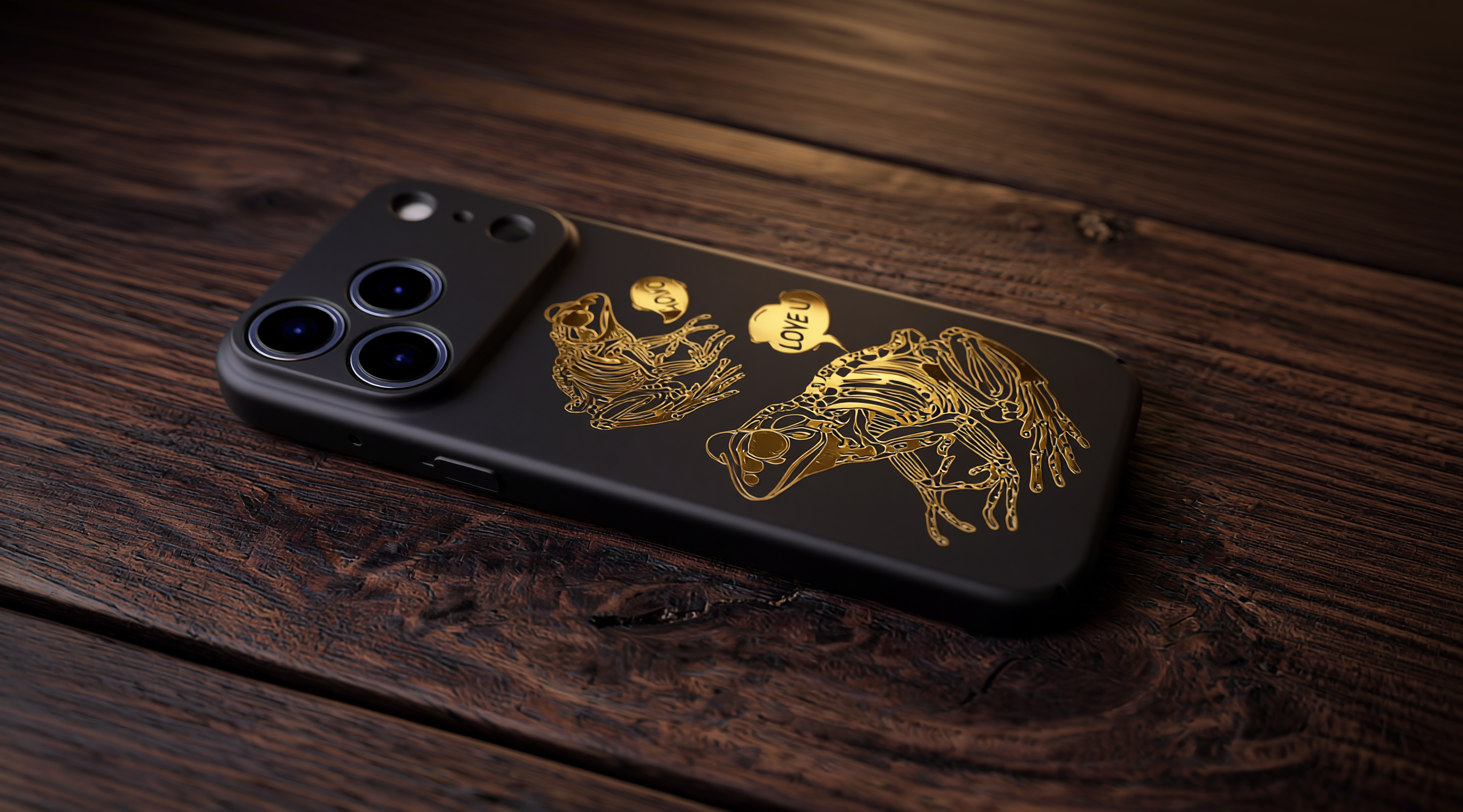 3D Two Frogs Phone Case - Raised Art Design ( A01 )